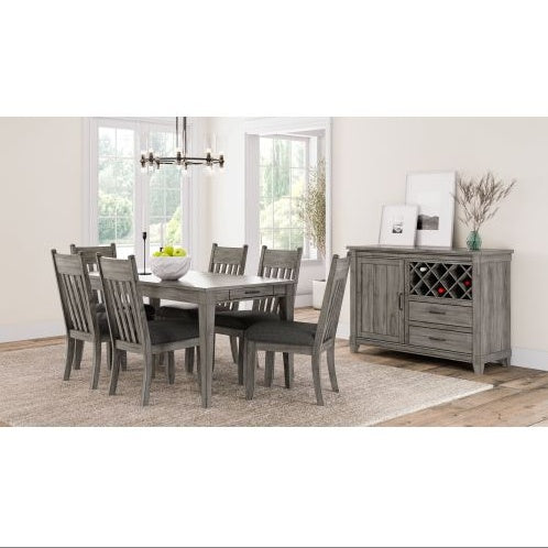 Rustic Gray Dining Table Two Storage Drawers And Leaf