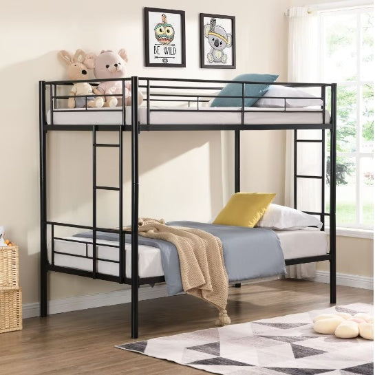 METAL BUNK BED WITH TRUNDLE SILVER