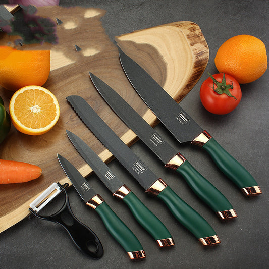 Cleaver Knife Set Kitchen Green Handle