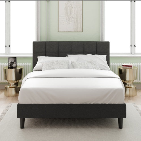 Upholstered Platform Bed Square Stitch - Full