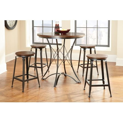 Adele - 5 Piece Dining Set With Counter Height Table - Dark Brown