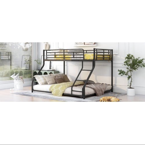 Metal Floor Bunk Bed, Twin XL Over Queen, Black