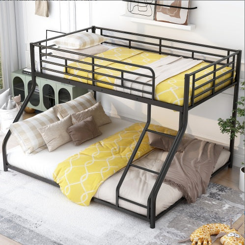 Metal Floor Bunk Bed, Twin XL Over Queen, Black