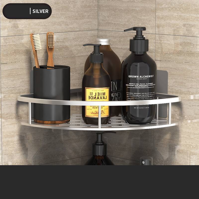 Space Aluminum Shelf Bathroom Black Rectangular Wall Hanging Kitchen And Bathroom Dual-use Shelf